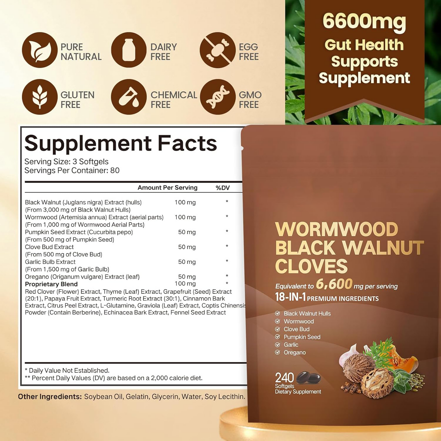 Wormwood Black Walnut Clove Capsules