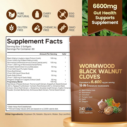 Wormwood Black Walnut Clove Capsules