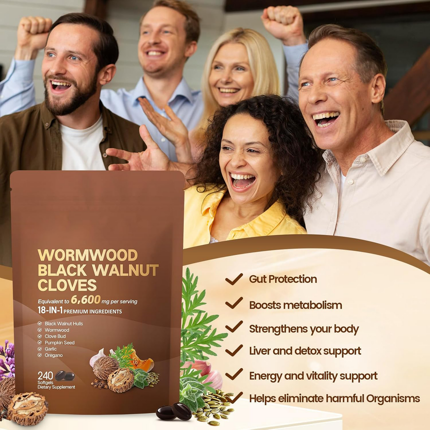 Wormwood Black Walnut Clove Capsules