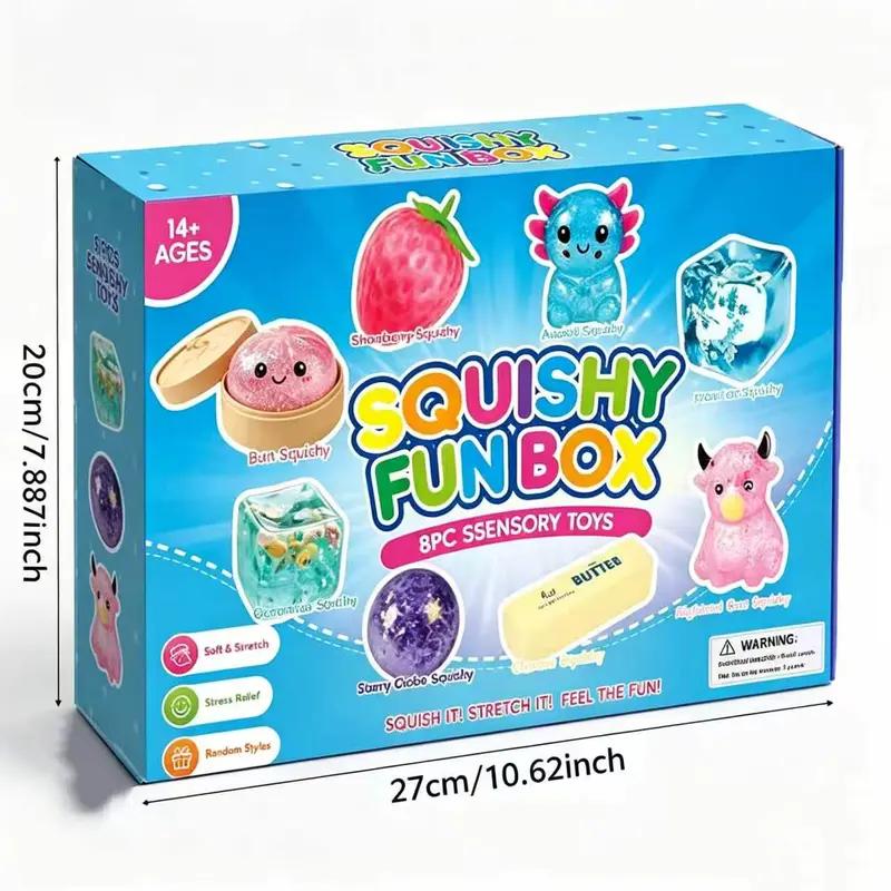 8-Piece Squishy Fun Box – Soft Sensory Toys for Kids, Stress Relief & Fidget Play