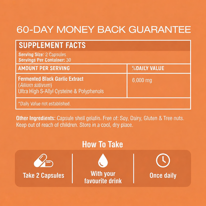 Fermented Black Garlic Extract 6000mg - Daily Wellness Support