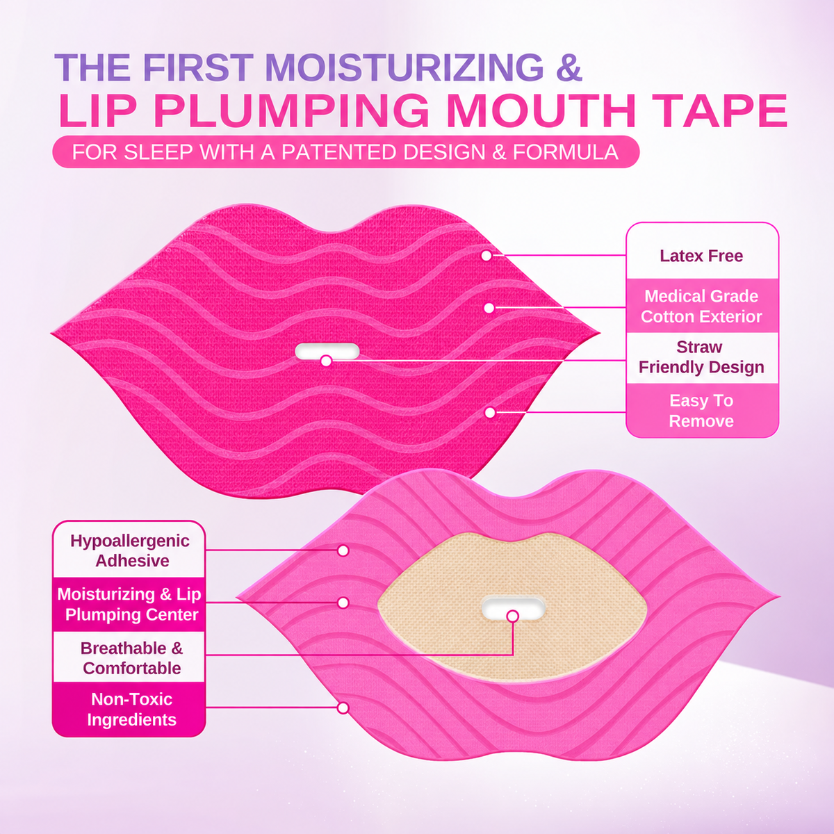 Hydrating Lip Plumping Mouth Tape – Overnight Moisture & Comfort