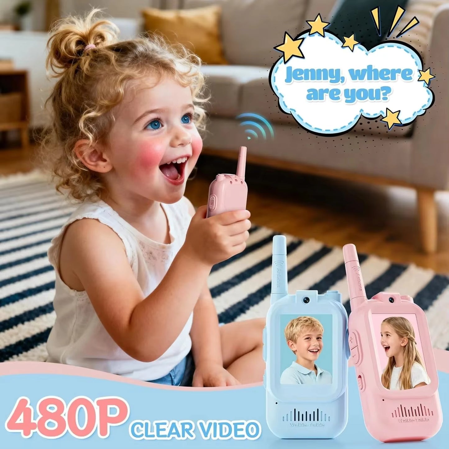 Kids Video Walkie Talkies 2 Pack – Rechargeable & Easy Call