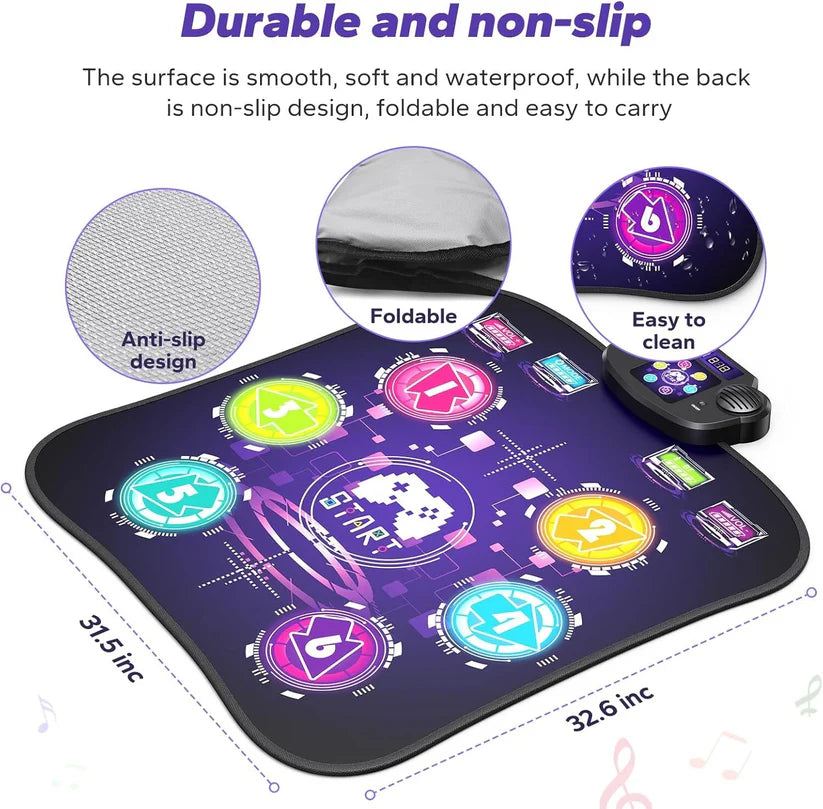 Dance Mat, Dance Pad with Touch Sensitive Light Up LED & 5 Modes Game
