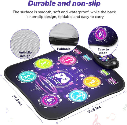 Dance Mat, Dance Pad with Touch Sensitive Light Up LED & 5 Modes Game