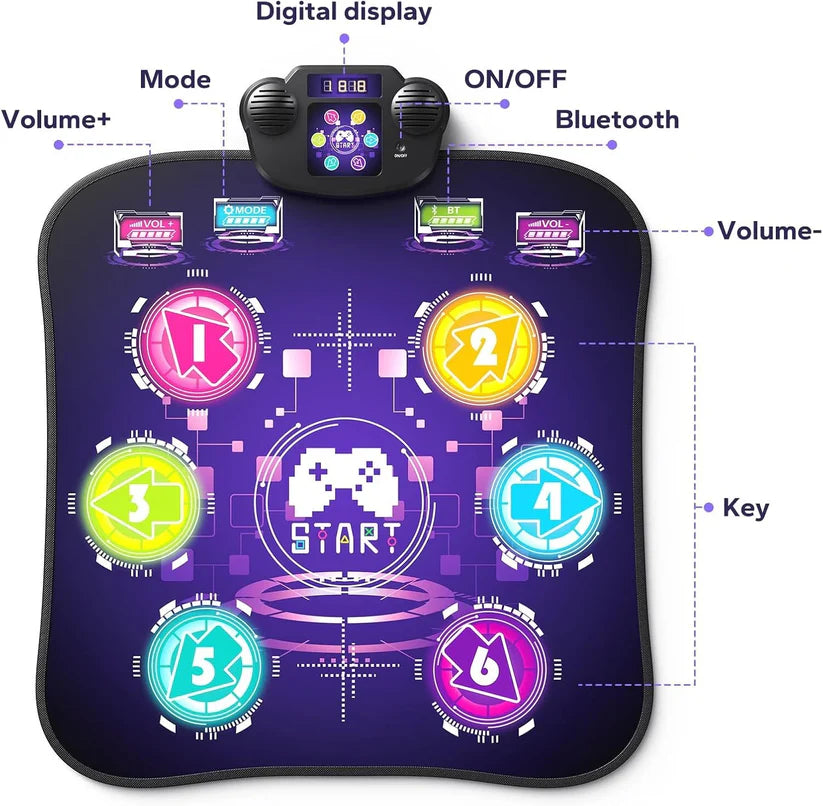 Dance Mat, Dance Pad with Touch Sensitive Light Up LED & 5 Modes Game